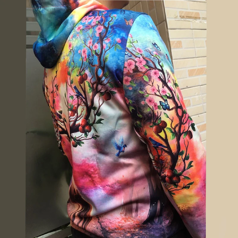 Женская куртка для бега с принтом куртки капюшоном спортивная длинными рукавами