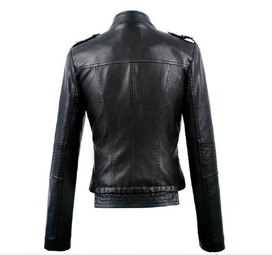 Uwback кожаная женская куртка Новинка 3XL PU Женские базовые пальто размера плюс черная искусственная кожа тонкая женская верхняя одежда куртки, TB1364