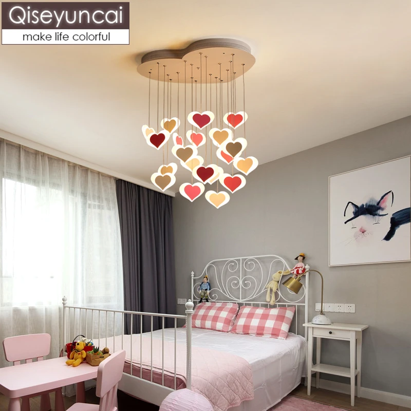 Qiseyuncai Nordic modern minimalist restaurant led chandelier creative warm girl bedroom home wedding room lighting | Лампы и