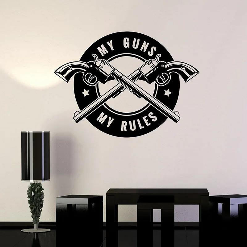 

My Gun My Rules Wall Decals Quotes Wall Sticker For Gun Shop Removable Wall Decor Art Mural Home Decoration H108