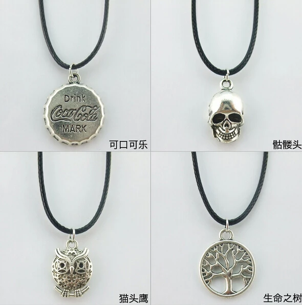 Бесплатная доставка 2 шт. оптовая продажа Личность сплава кулон кожаный шнур