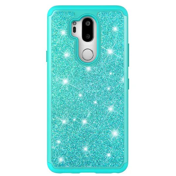 Розовый золотой чехол для телефона s для LG G7 чехол thinq для LG G7 Блестящий со стразами и пайетками силиконовый ПК 2 в 1 двухслойный чехол Fundas - Цвет: Зеленый