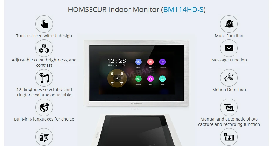 HOMSECUR 4 провода AHD Hands-free видео домофон системы с записью и снимком BC071HD-S+ BM114HD-S