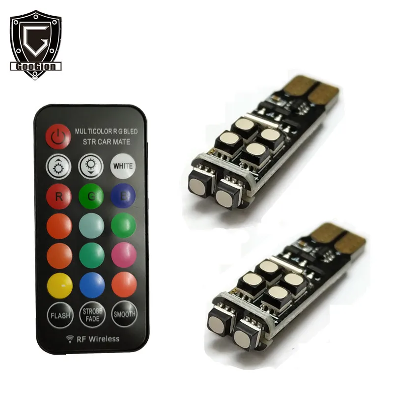 T10 светодиодный W5W сигнальный светильник s RGB Canbus 194 RF с дистанционным управлением