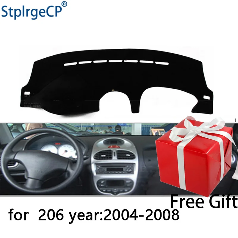 

Коврик для приборной панели Peugeot 206 2004-2008, защитный коврик, затеняющая Подушка, наклейка для интерьера, аксессуары для стайлинга автомобиля
