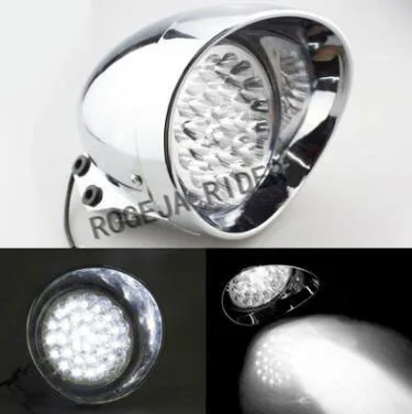 Мотоцикл custoсветодиодный LED Пуля Chrome фар белый свет для Чопперы Харлей круиз Honda