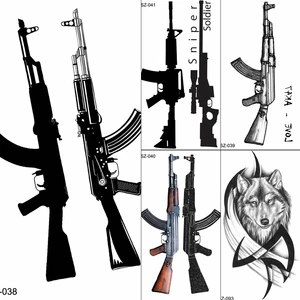FANRUI сексуальный пистолет AK47 AK, временные татуировки для мужчин, рука, поле сражений, искусство, татуировки, наклейки для женщин и мужчин, поддельные водостойкие татуировки