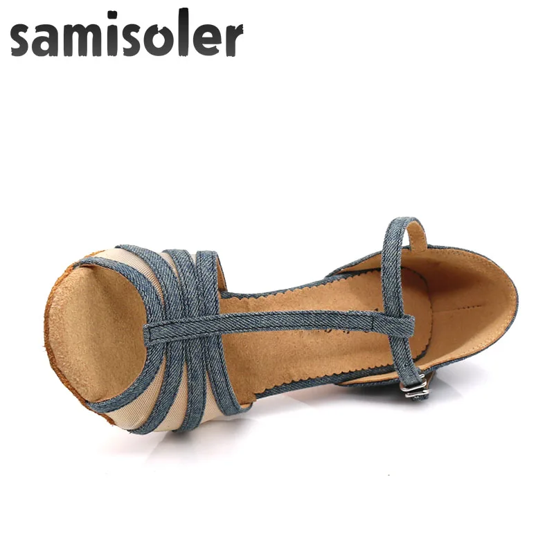Samisoler/Новинка 2018 года обувь для латинских танцев женская сальсы атлас +