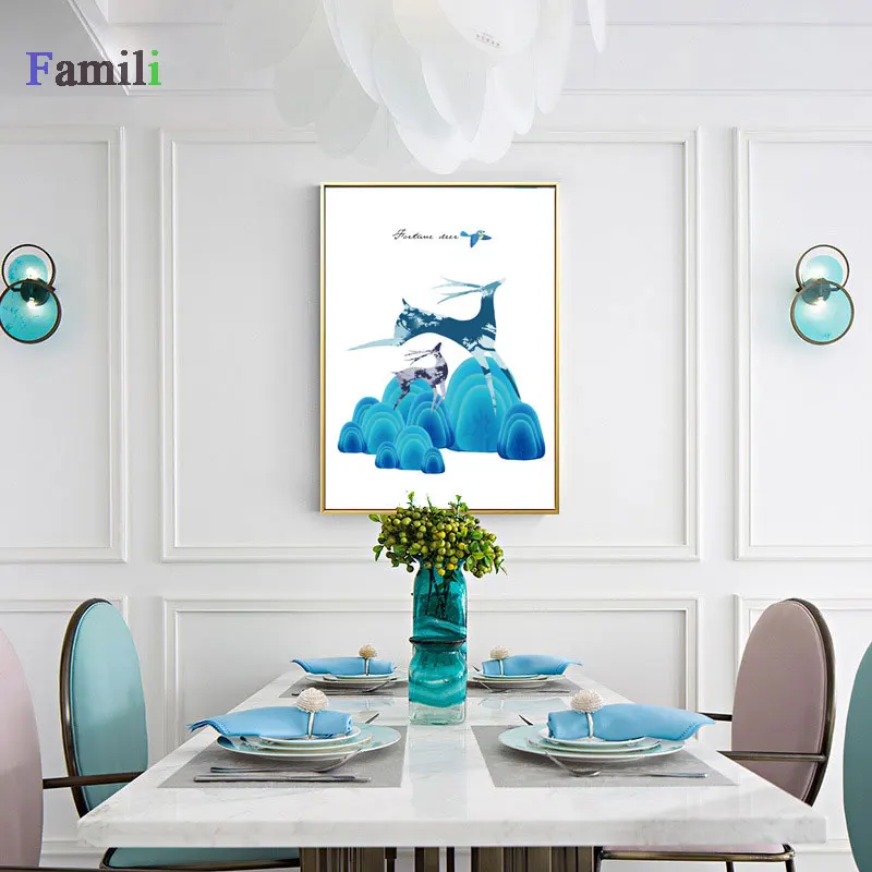 Лесной Олень лошадь Лев рисунок на холсте искусство Масляная печать и постер