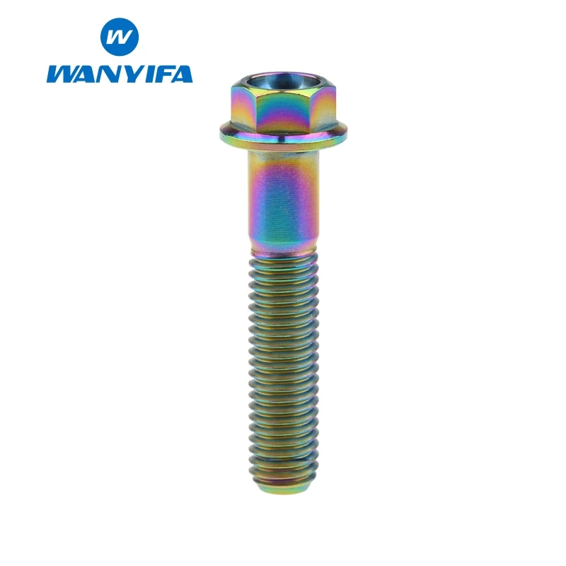 M8x40 Rainbow Wanyifa Титановые Болты Винты M8x 15 20 25 30 35, 40 45 50 55 60 65 мм золото шестиугольный фланец голова для велосипеда дисковый тормоз велосипед Запчасти - Цвет: M8x40 Rainbow