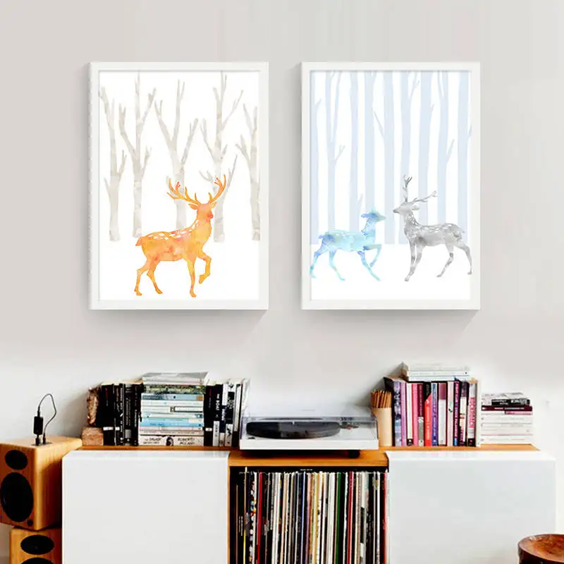 Nordic Unframed Fashionable Creative flower Elk DIY Inkjet Oil Canvas Painting Living Room Poster home decor Wall Art | Дом и сад