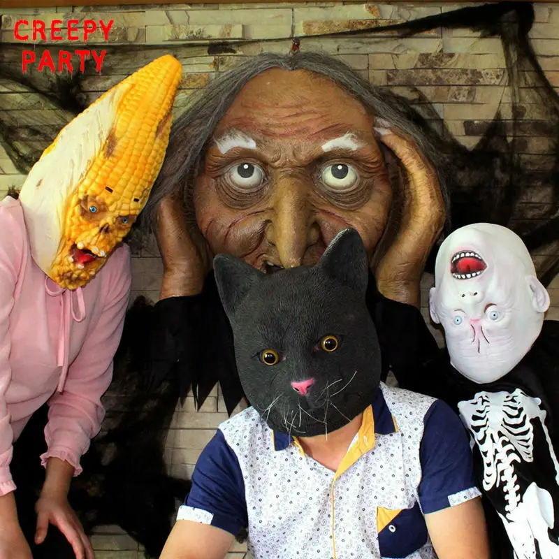 Реалистичный Черный Кот Маска прекрасный латекс анфас маска животного на