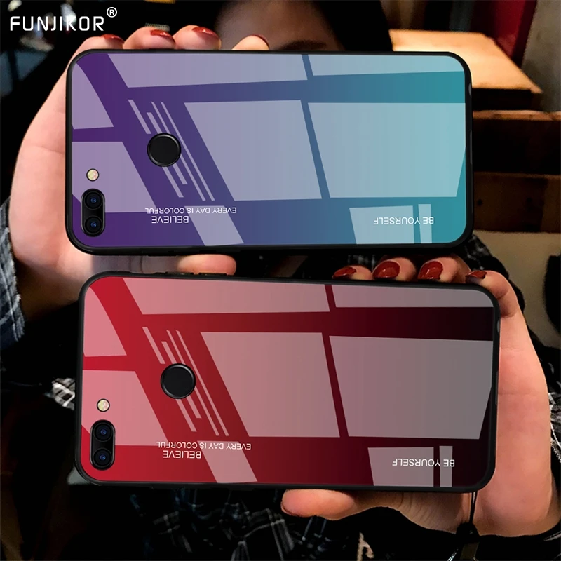 Роскошный градиентный чехол из закаленного стекла для Huawei P smart 2019 Plus Pro Z FIG LX1 POT honor