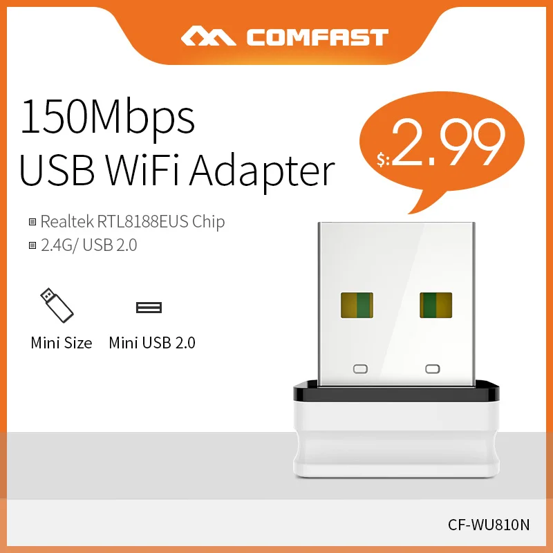Мини беспроводная сетевая карта COMFAST 150 Мбит/с USB Wi Fi адаптер донгл LAN для 2 4G