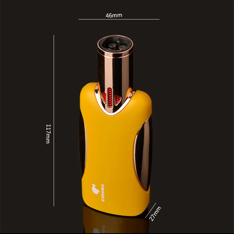 COHIBA четыре факела Зажигалка для сигары ветрозащитный многоразового бутан