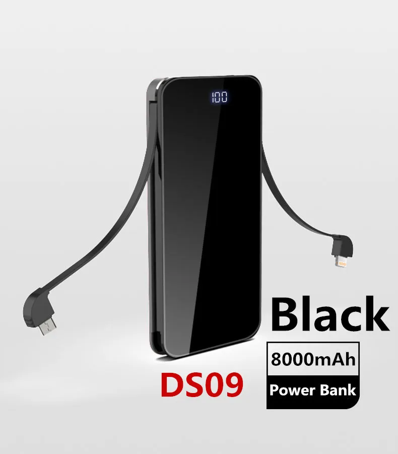 Realy 8000 мАч портативное мобильное зарядное устройство power Bank lcd для Xiaomi/iphone/samsung/huawei Быстрая зарядка внешний мини-аккумулятор резервного копирования - Цвет: Black DS09