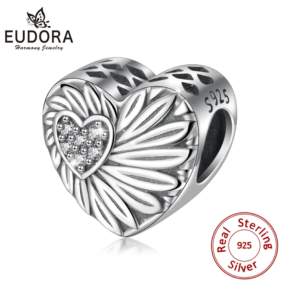 

Юдора романтический 925 пробы с украшениями в виде серебристых кристаллов CZ и принтом в виде сердечек, Очаровательные бусы, соответствуют ор...