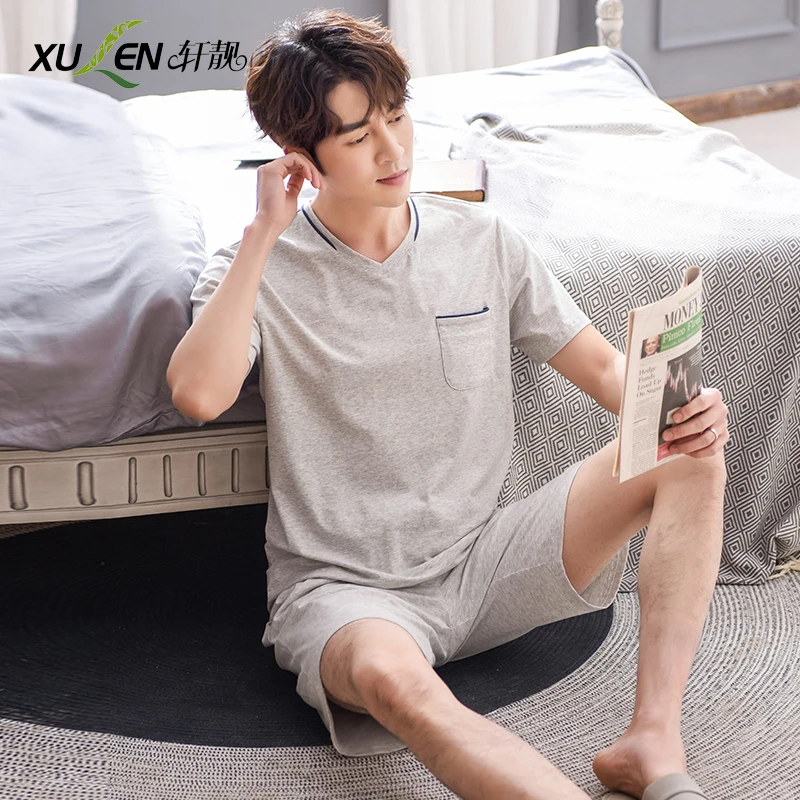 Для мужчин летние пижамы с коротким рукавом набор cool сна и гостиная большие