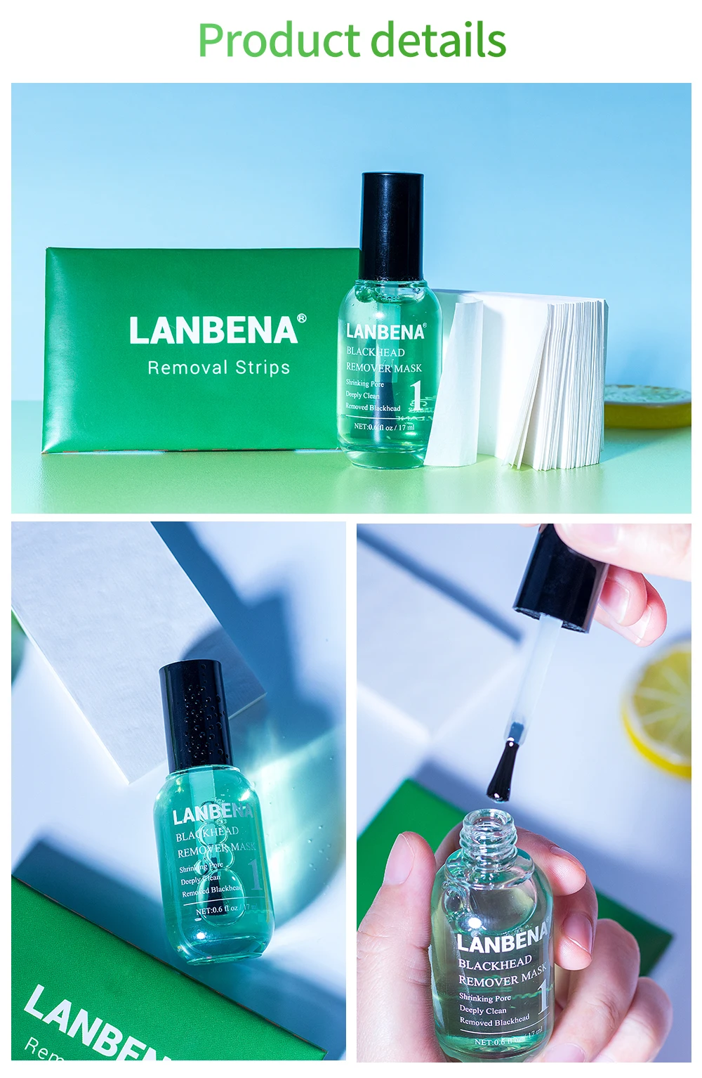 LANBENA для устранения черных точек маска сыворотка уменьшение пор, акне лечение глубокая Очищающая эссенция Очищающая гладкая уход за кожей 100 шт бумага