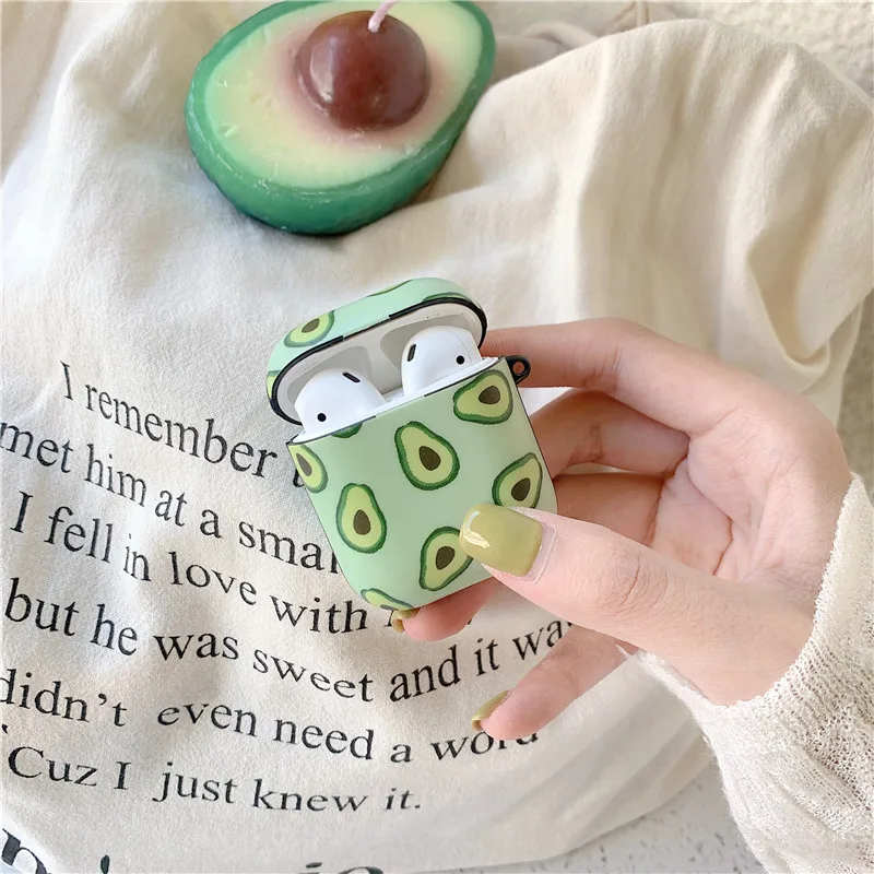 Cute Avocado Watermelon Matte Earphone Cases For Apple Wireless Bluetooth Headset Airpods 1 2 Protection Skin Accessories Cover