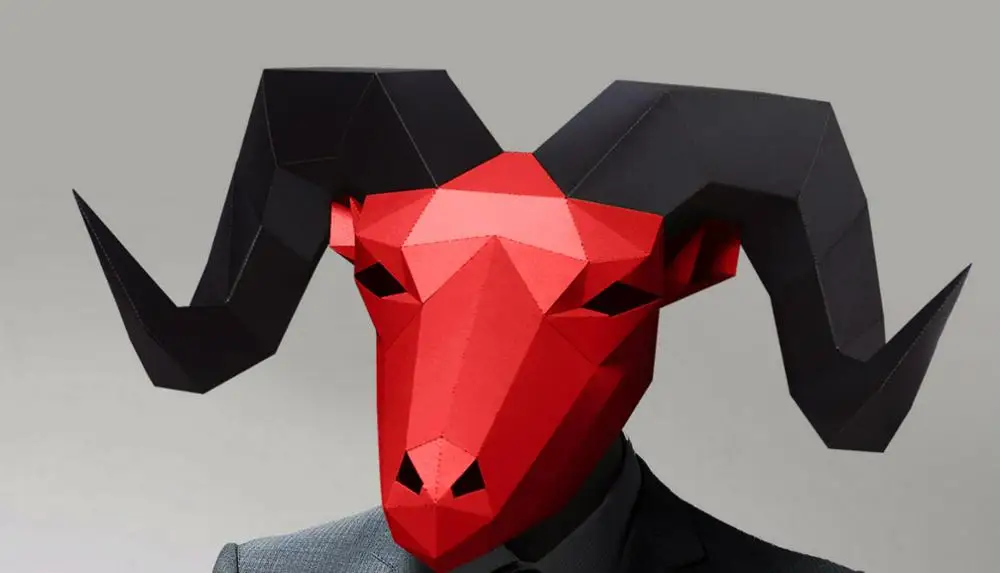 As picture 3D Бумажная Маска, модный костюм животного козла, косплей, сделай сам, бумага, ремесло, Маска модели, Рождество, Хэллоуин, выпускной вечер, вечерние, подарок - Цвет: As picture