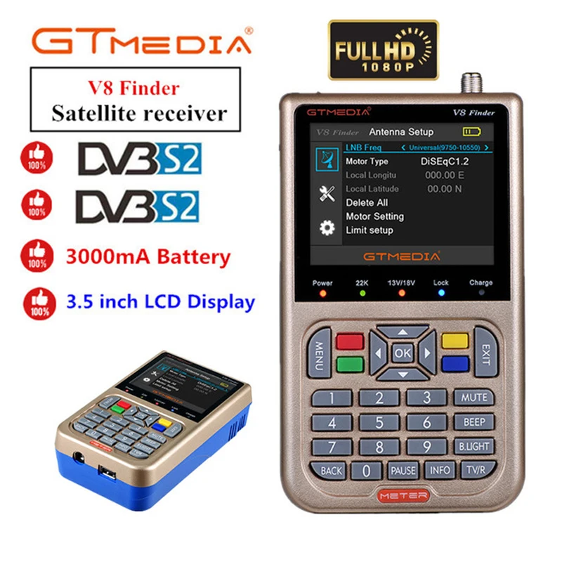 Спутниковый искатель V8 Finder HD DVB-S2 SatFinder MPEG2 MPEG4 с батареей 3000 мА Satxtrem V8 Finder FTA Sat Finder