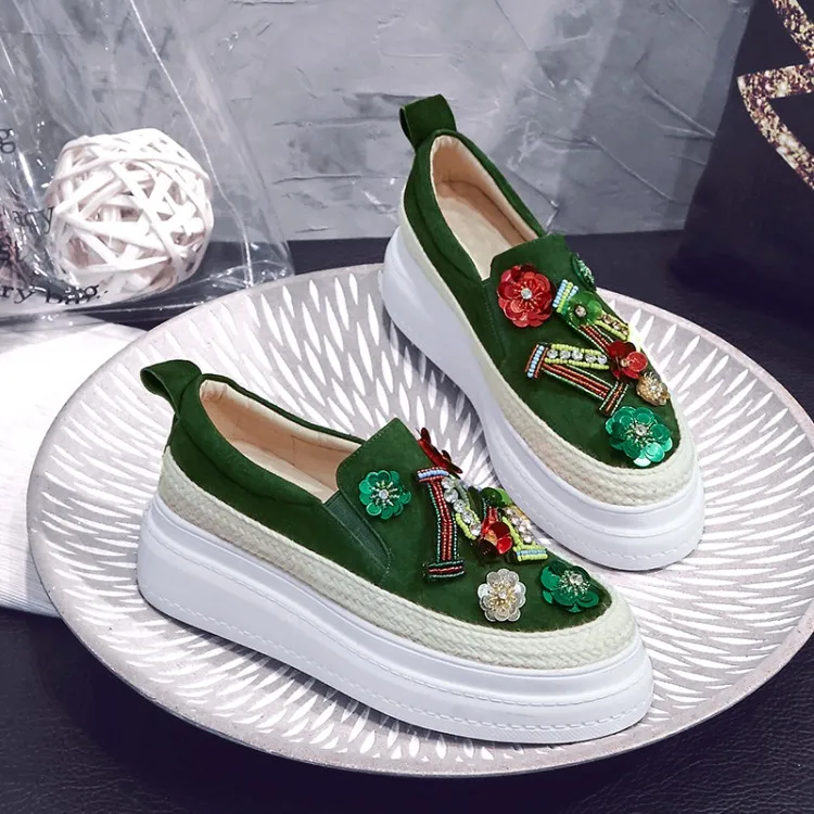 

Women Flat Shoes Suede Leather Slip on ladies loafers Shallow Casual Shoes Female Summer platform creepers moccasins