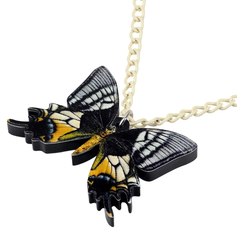 Bonsny Acrylic Golden Kaiserihind Butterfly Necklace Pendant Chain Collar Summer Tropic Insect Jewelry For Women Girls Gift New | Украшения