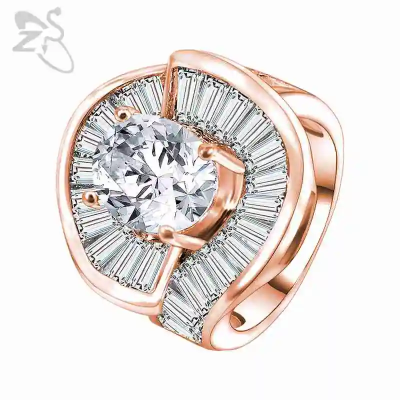 

ZS Rose Gold Wedding Rings for Women Fashion Jewelry Crystal Vintage Wedding Ring Silver Color Engagement Rings for Women Anillo