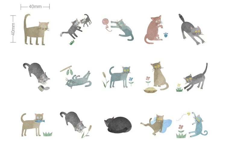 44 шт кот играет в садовый стикер дизайн ярлыка как подарок тег Рождественский