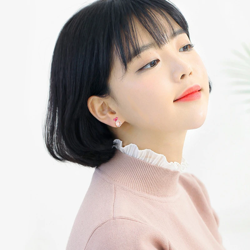 Liber Aedon Korea Women Drop Earrings 925 Sliver CZ Crystal Coloured circle Pendant Woman Fashion Jewelry In Gift Box | Украшения и