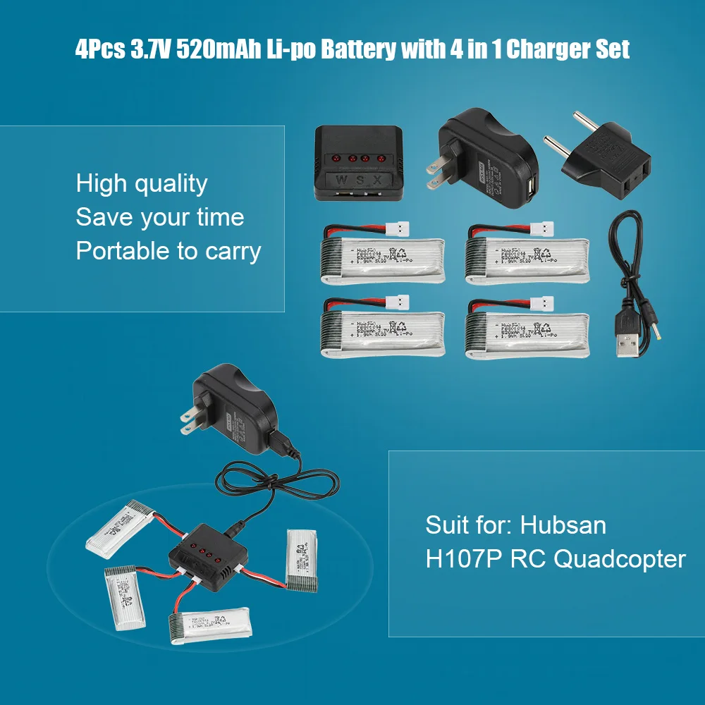 Super Fly 4 шт 3 7 V 520mAh Lipo батарея с в 1 зарядное устройство набор для Hubsan H107P RC Quadcopter Drone |