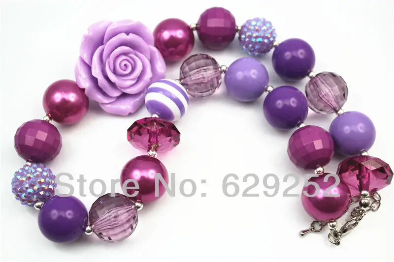 Новогодние подарки 10 шт. пурпурные цветы фиолетовые бусины крупные ожерелья для