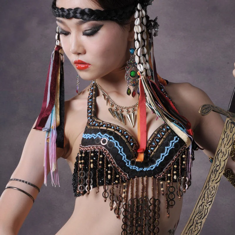 Hot Selling Handmade Tribal Belly Dance Bra Top Black for Women on Sale | Тематическая одежда и униформа