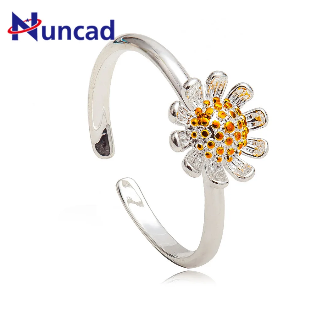 Женское посеребренное кольцо свадебное Ювелирное Украшение в форме цветка