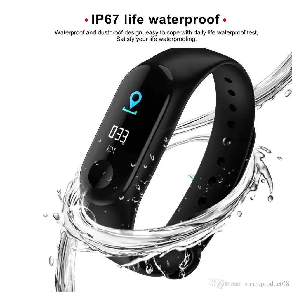 M3 Smart Bracelet Wristband Pedometer Sleep Monitoring Heart Rate Blood Pressure Pulse OLED Fitness Tracker Watch | Электроника