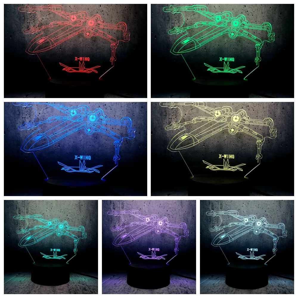 3D Night lights TIE FIGHTER Vader Black Knight Villain Robot White Warrior X-WING Star war super fans gifts bedroom decor | Лампы и