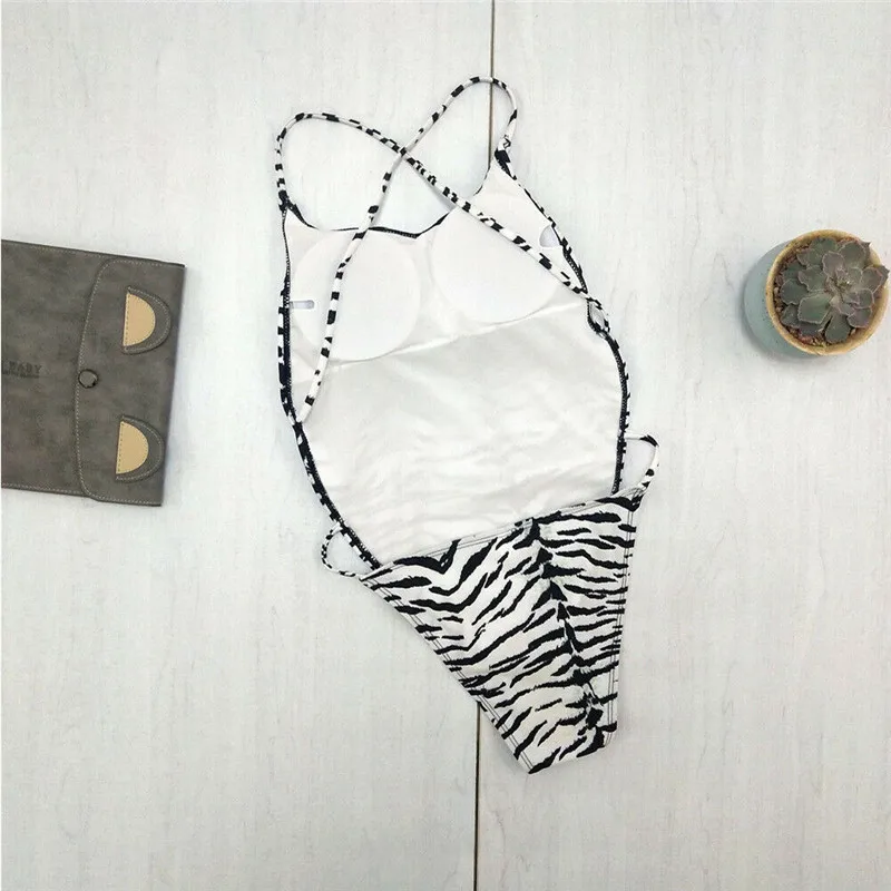 Женское пикантное слитное бикини пуш ап с открытой спиной Леопардовый пляжный