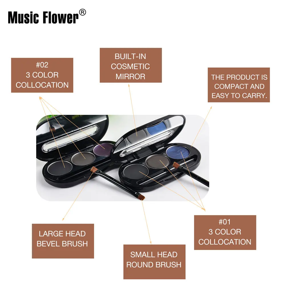 Водонепроницаемый комплект подводки для глаз Music Flower черный матовая гелевая