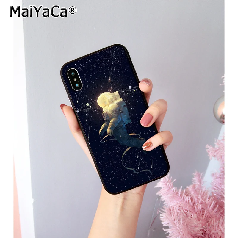 MaiYaCa Cat Astronaut Dog Space Moon Novelty Fundas Phone Case Cover for iPhone 5 5Sx 6 7 7plus 8 8Plus X XS MAX XR cover | Мобильные