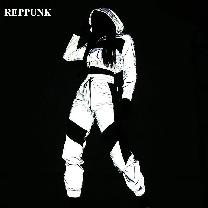 REPPUNK 2019 Новое поступление Женские Светоотражающие наборы из двух предметов