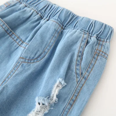 Джинсы для маленьких мальчиков и девочек детская одежда детские штаны с дырками