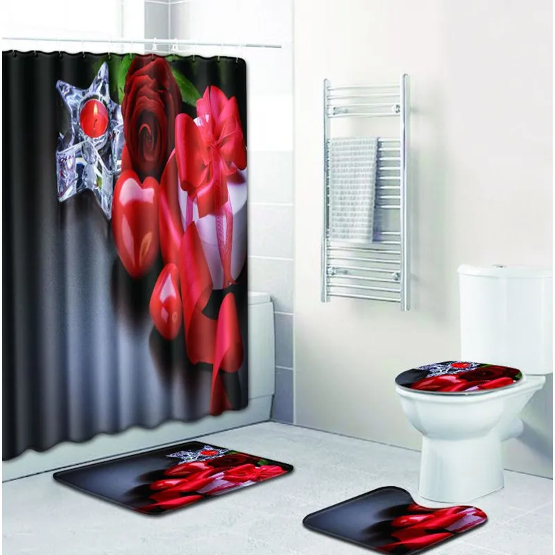 Free Shipping 4pcs Love Candle Cup Banyo Paspas Bathroom Carpet Toilet Bath Mat Set Non Slip Tapis Salle De Bain Alfombra Bano | Дом и сад
