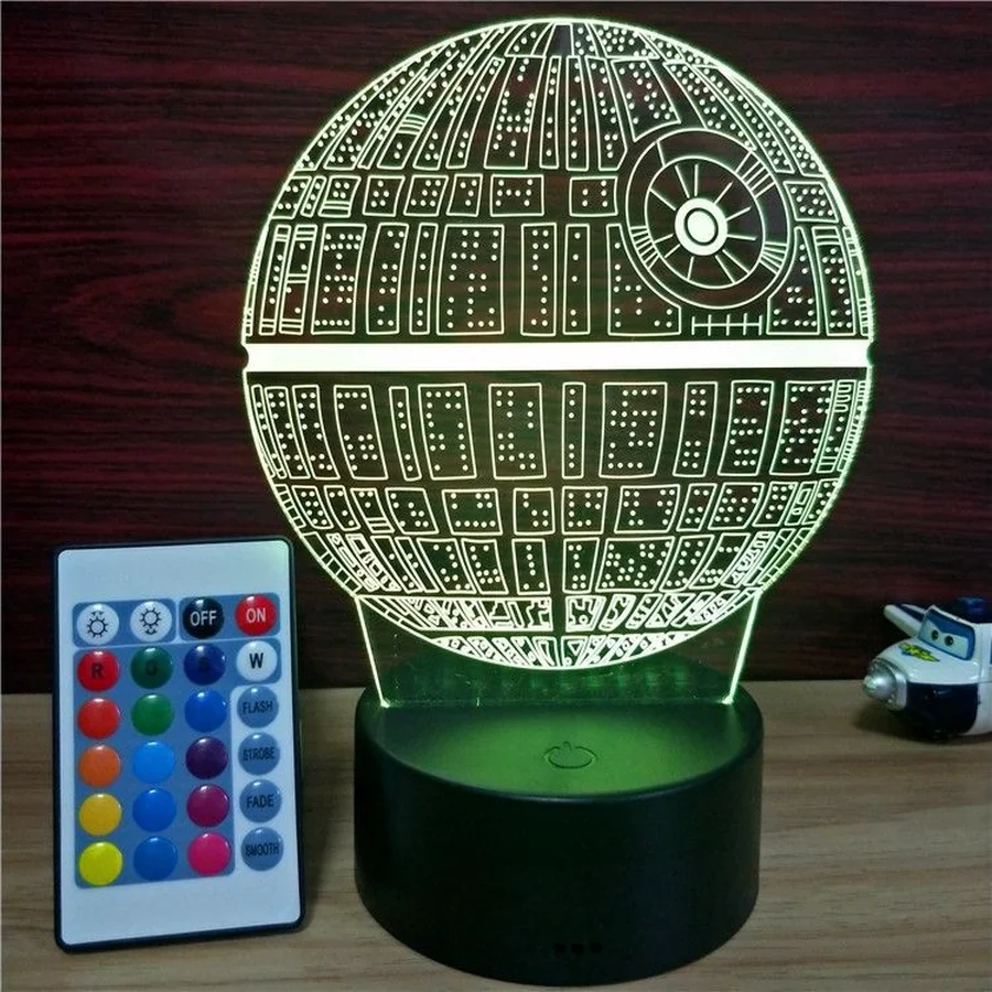 Несколько Star Wars Death Star светодиодный 3D night lights Творческий Ambient Light настольную лампу домашнего освещения Bulbing Цвет изменить Luminaria