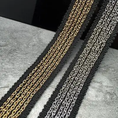 L5 silver 26mm 5yds золотая цепочка с серебряными бусинами кружевная лента винтажная Ткань кружево с блестками свадебное платье Dentelle Аппликация Швейные принадлежности - Цвет: L5 silver 26mm
