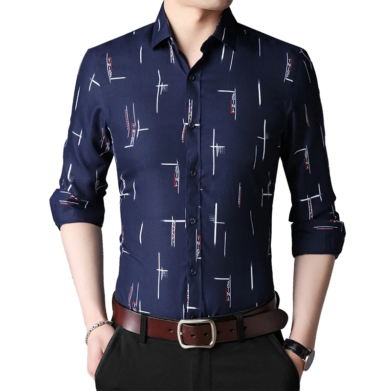 2018 Для Мужчин's Рубашки для мальчиков мужчин Slim Fit печати Camisa masculina Smart