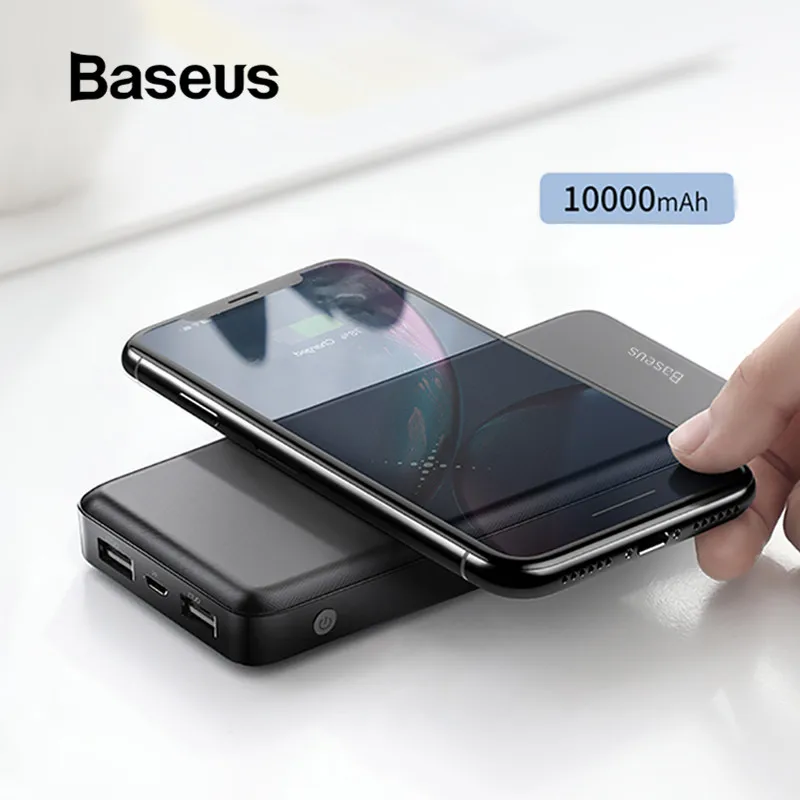 Baseus 10000 мАч, зарядное устройство, беспроводное зарядное устройство, быстрая зарядка для iPhone, samsung, Xiaomi, huawei, двойной USB, зарядка, внешний аккумулятор