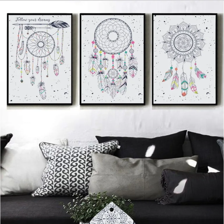 Декоративная картина в скандинавском стиле с цветными племенами тотем Настенная