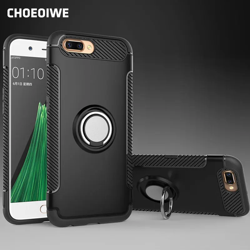 CHOEOIWE for OPPO R9 R9S R11 R11S F3 Plus A59 A77 A79 F5 A73 A83 R15 Case Car Holder Magnetic Suction Finger Ring Armor Cover | Мобильные