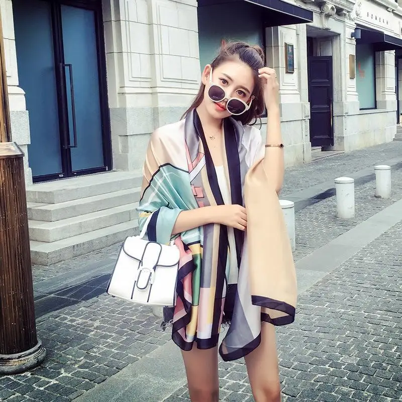 Женское пляжное платье парео из искусственного шелка с принтом 90x180 см Большое